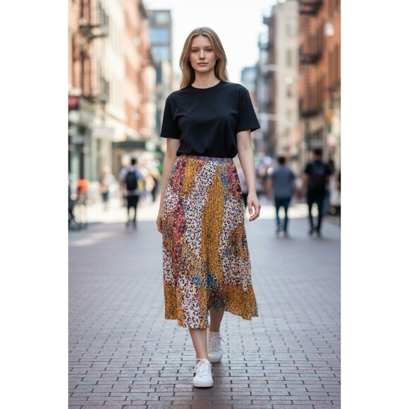 Bhanuni By Jyoti Anthropologie Panthera Animal Print Maxi Skirt Lined Full 6 - Picture 1 of 12